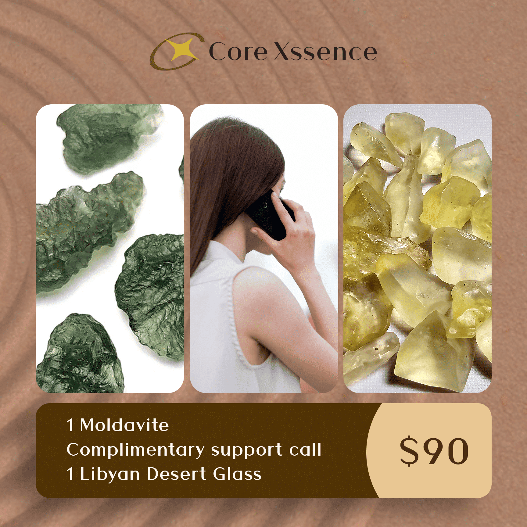 1 Moldavite + 1 Libyan Desert Glass