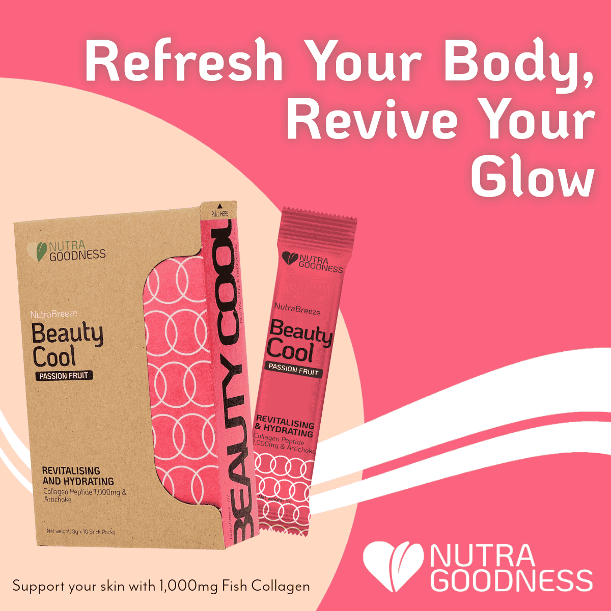 Support Skin Hydration & Elasticity – NutraBreeze BeautyCool Collagen 1000mg